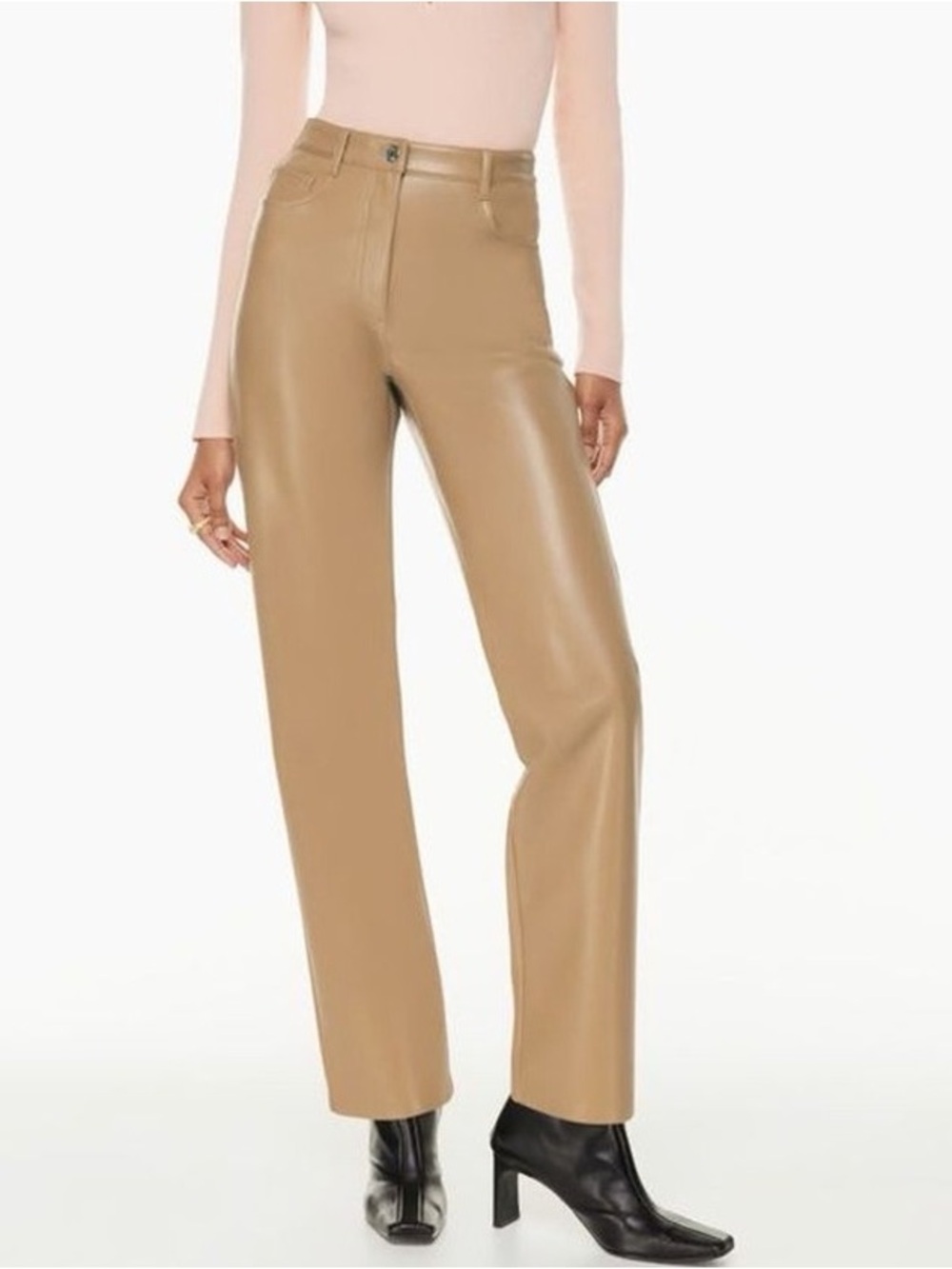 Babaton Aritzia Command Cropped Pant Vegan Leather Camel Size 0